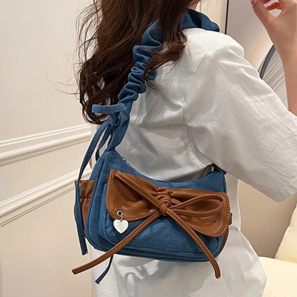 Pastel Bow Ruched Shoulder Bag — view 3 Pastel Bow Ruched Shoulder Bag — view 3
