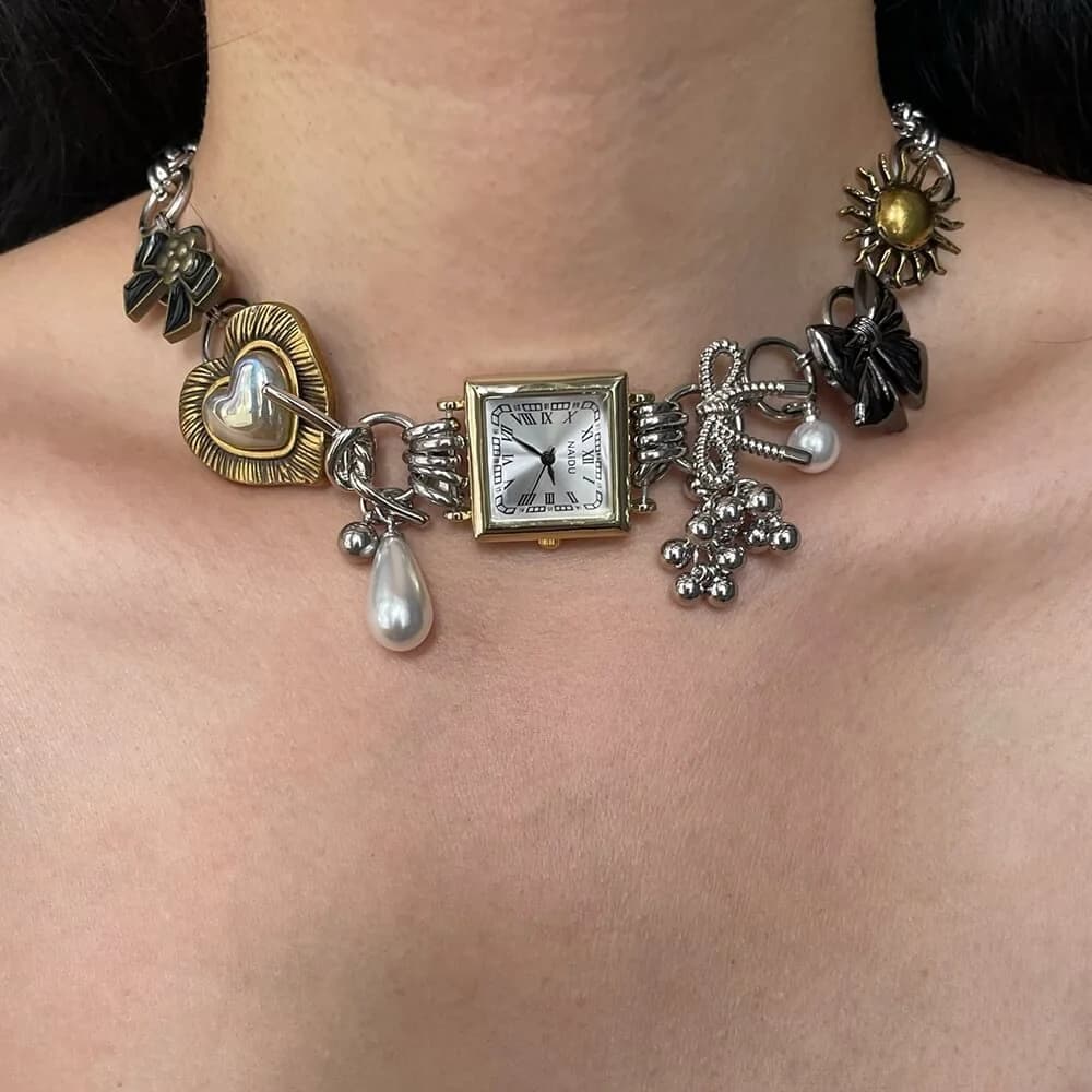 Vintage Clock Charm Choker — view 2 Vintage Clock Charm Choker — view 2