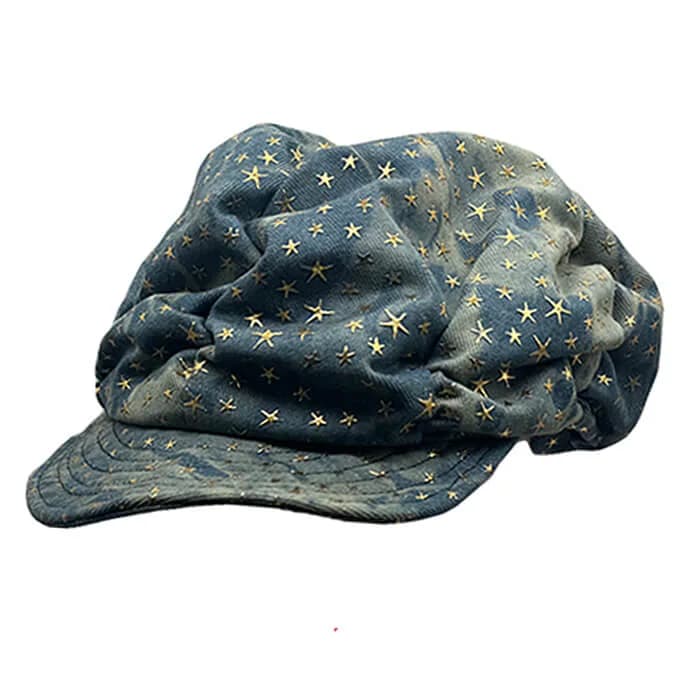 Y2K Stars Denim Baker Boy Cap — view 2 Y2K Stars Denim Baker Boy Cap — view 2