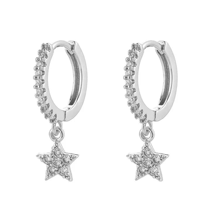 Star Pendant Hoop Earrings — view 1 Star Pendant Hoop Earrings — view 1