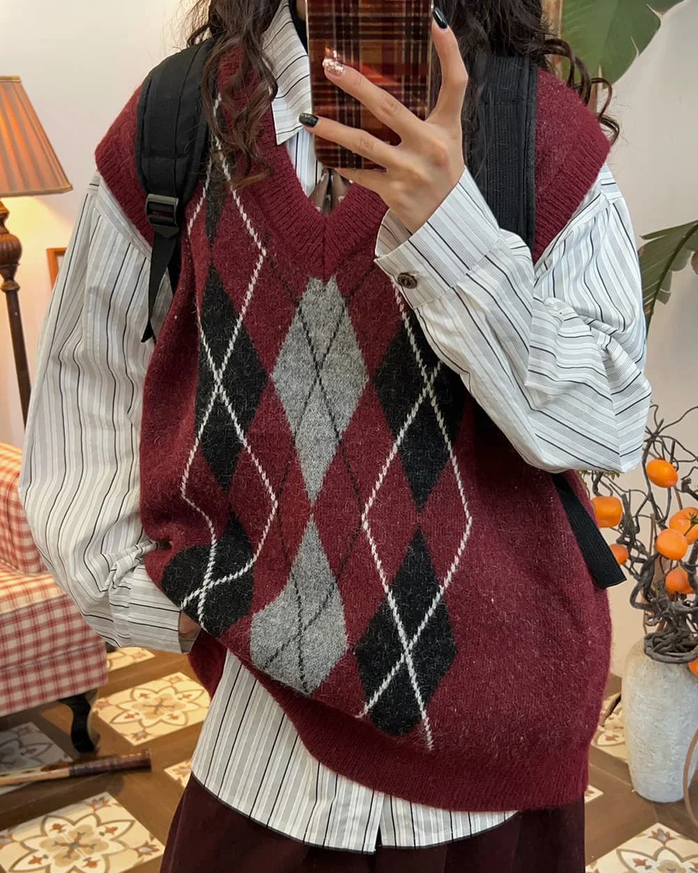Skipping Class Argyle Vest — view 2 Skipping Class Argyle Vest — view 2