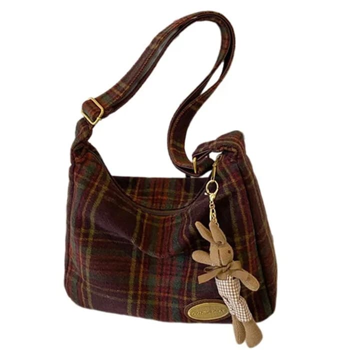Preppy Style Plaid Shoulder Bag — view 1 Preppy Style Plaid Shoulder Bag — view 1
