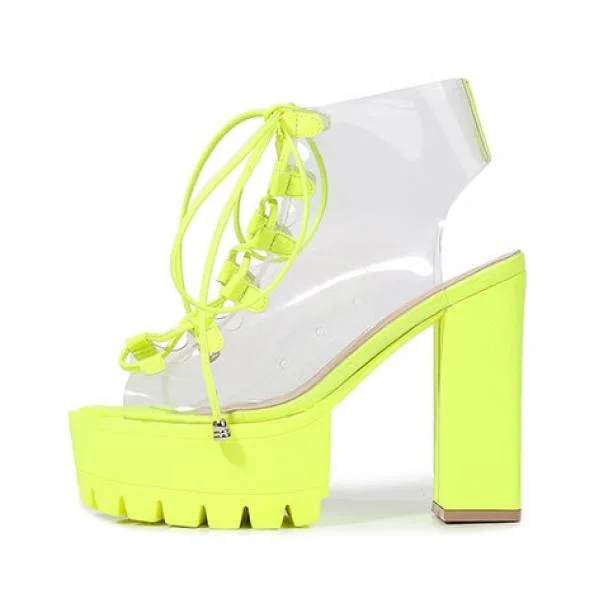 Neon Green Festival High Heels — view 1 Neon Green Festival High Heels — view 1
