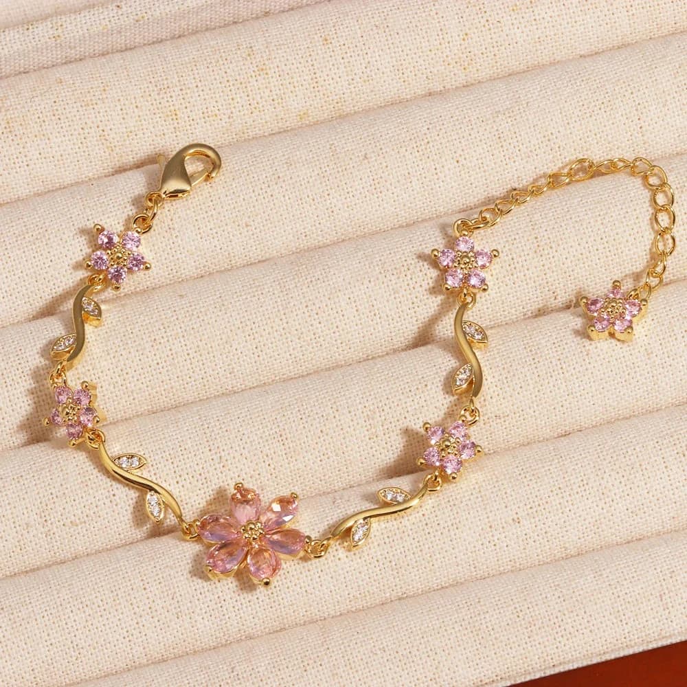 Sweetheart Blossom Floral Charm Bracelet — view 1 Sweetheart Blossom Floral Charm Bracelet — view 1