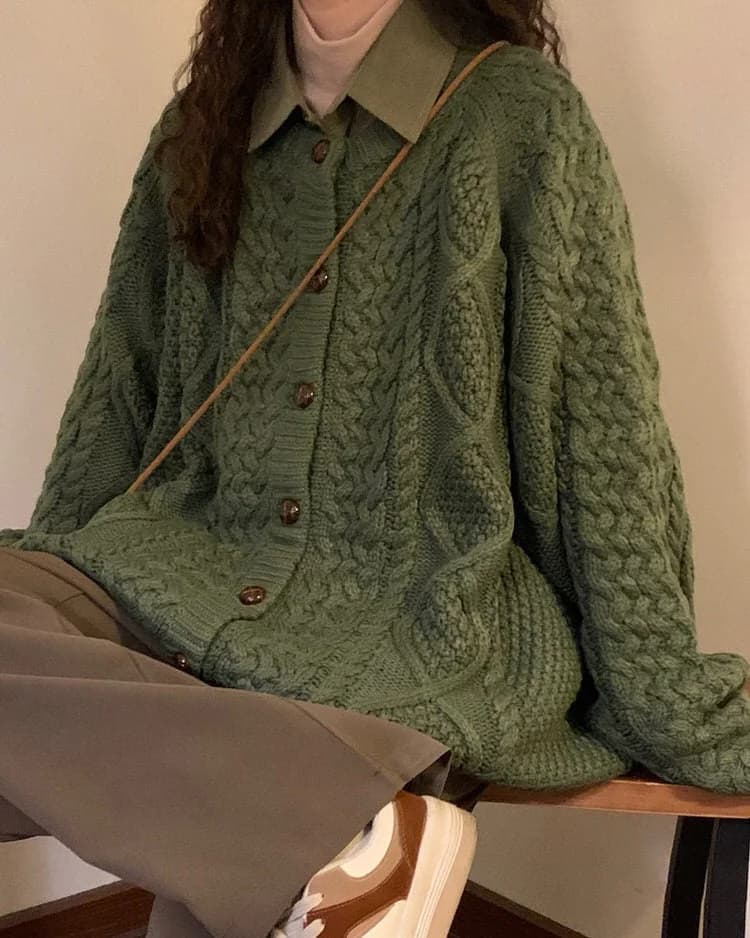 80's Grandma Collar Cardigan — view 2 80's Grandma Collar Cardigan — view 2