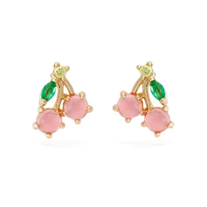 Aesthetic Pink Cherry Earrings — view 1 Aesthetic Pink Cherry Earrings — view 1