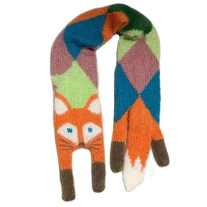 Fox Knitted Scarf — view 1 Fox Knitted Scarf — view 1