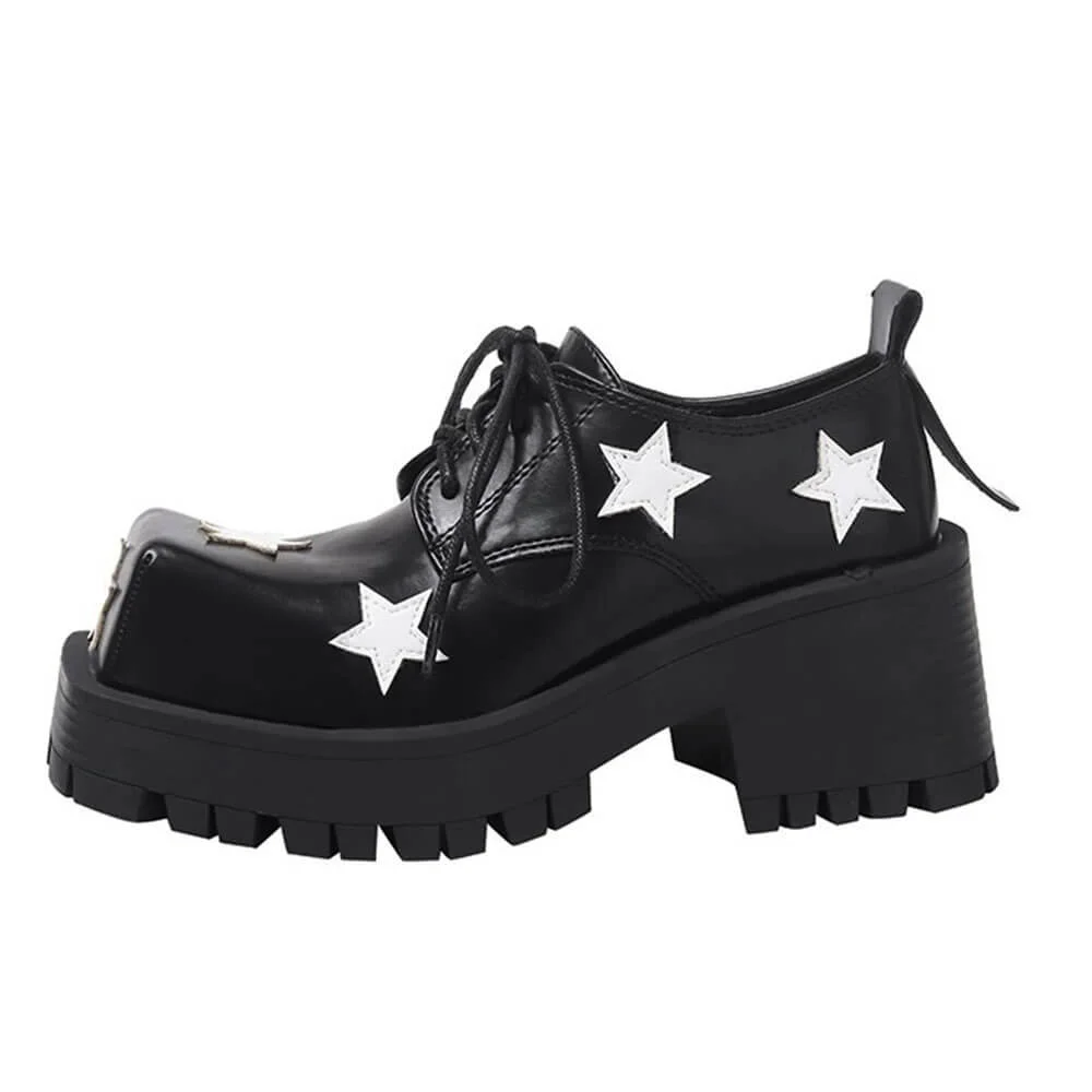 Black & White Star Platform Oxfords — view 1 Black & White Star Platform Oxfords — view 1