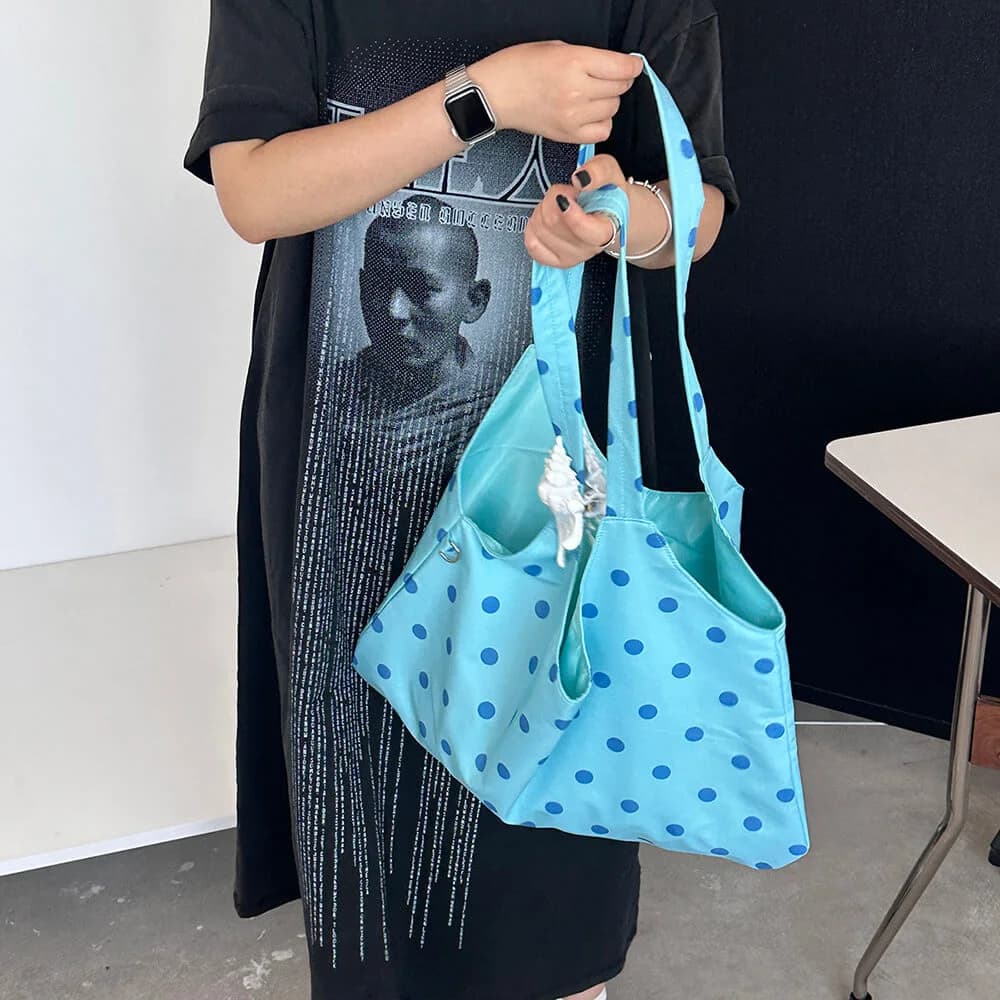 Blue Polka Dot Shoulder Bag — view 3 Blue Polka Dot Shoulder Bag — view 3