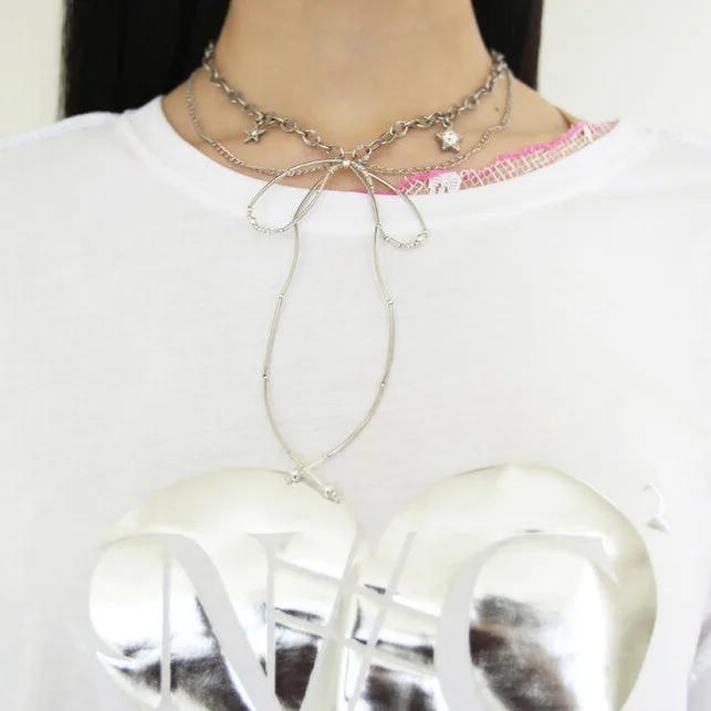 Grunge Aesthetic Metal Bow Choker — view 2 Grunge Aesthetic Metal Bow Choker — view 2