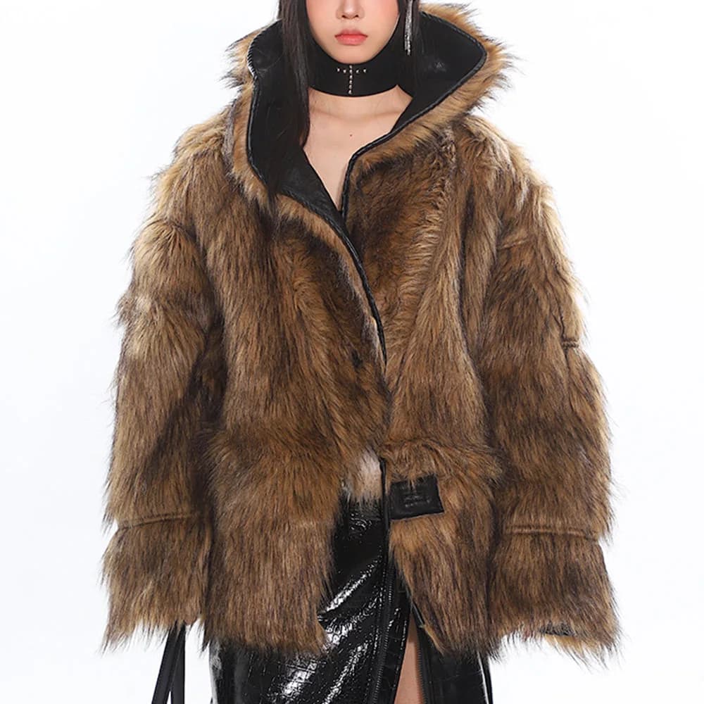 Crime Time Reversible Fur Jacket — view 1 Crime Time Reversible Fur Jacket — view 1