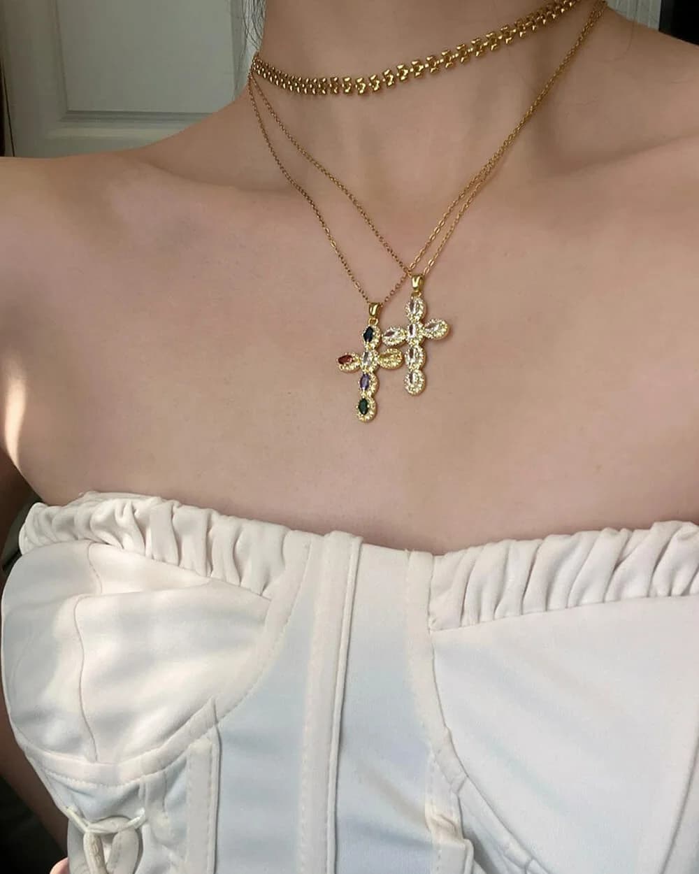 Mafia Mama Cross Charm Necklace — view 2 Mafia Mama Cross Charm Necklace — view 2