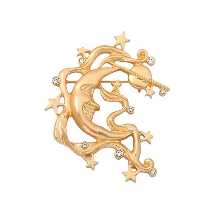 Vintage Aesthetic Moon & Stars Brooch — view 1 Vintage Aesthetic Moon & Stars Brooch — view 1