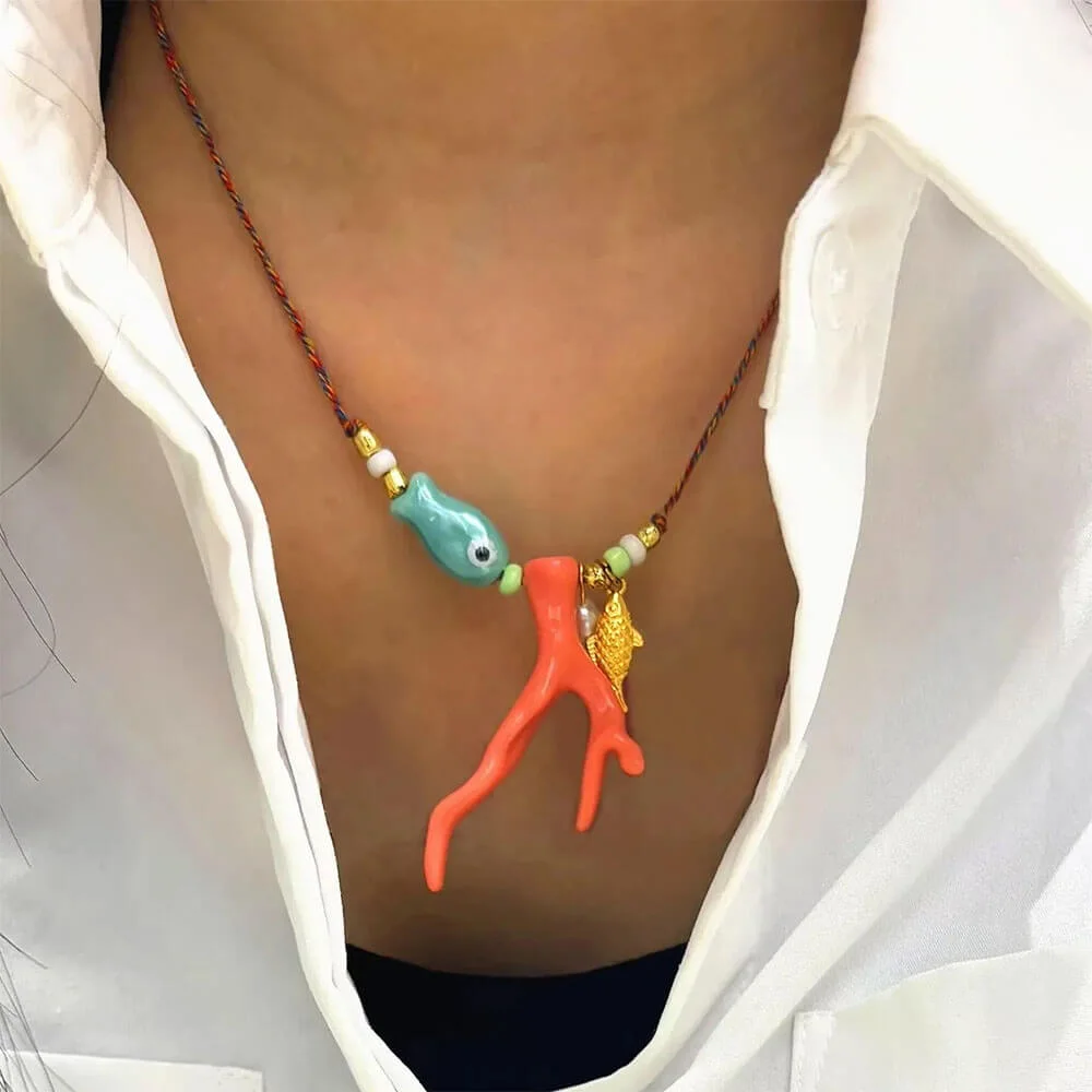 Mermaidcore Fish & Coral Necklace — view 2 Mermaidcore Fish & Coral Necklace — view 2
