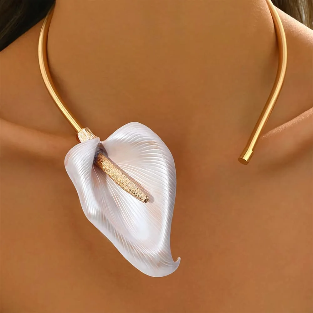 Lily Flower Choker Necklace — view 2 Lily Flower Choker Necklace — view 2