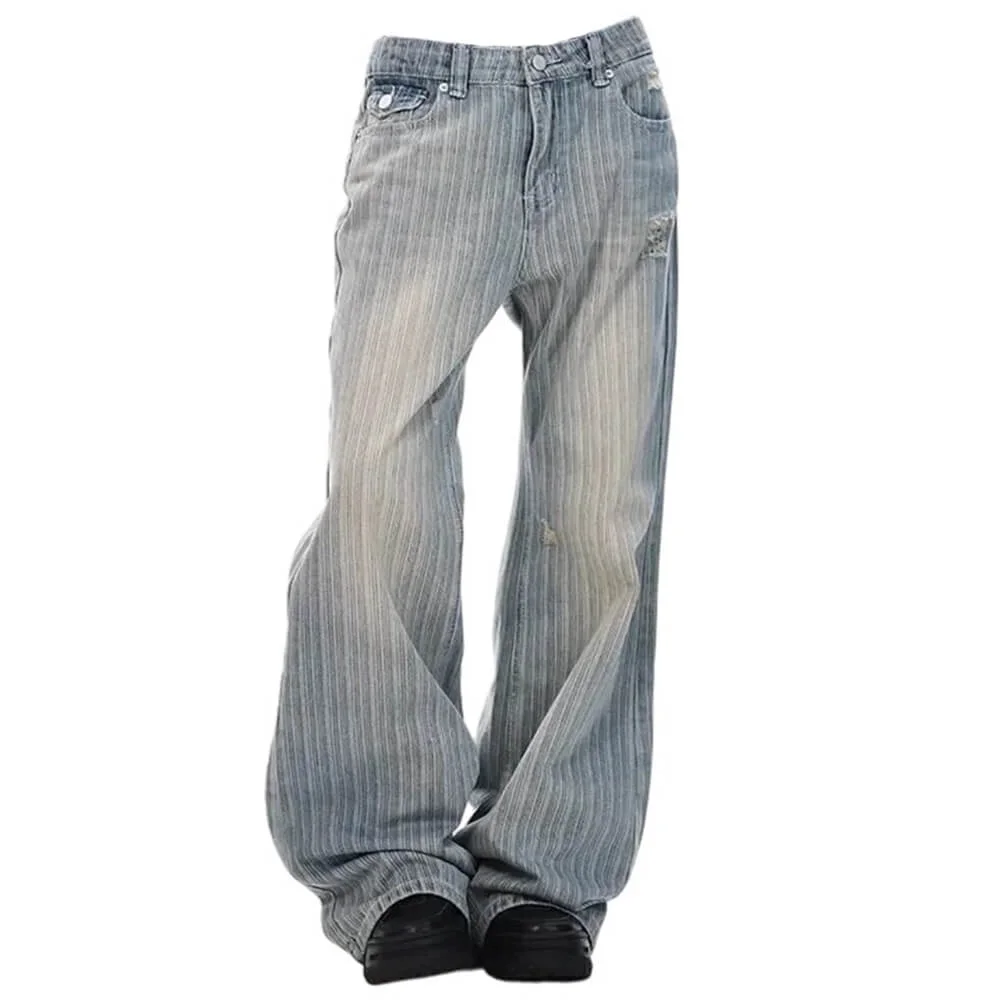 Missed Calls Striped Wide-Leg Jeans — view 2 Missed Calls Striped Wide-Leg Jeans — view 2