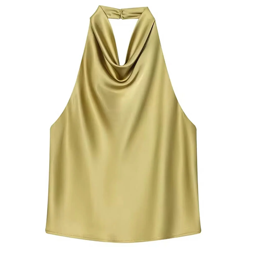 Old Money Satin Halter Top — view 1 Old Money Satin Halter Top — view 1
