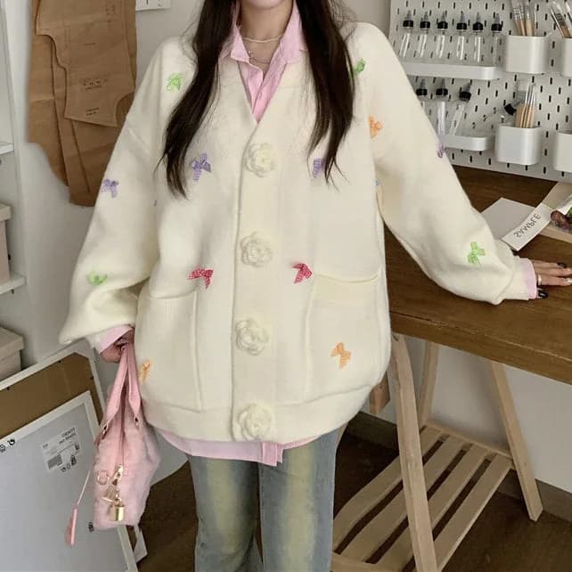 Coquette Girl Bow Cardigan — view 2 Coquette Girl Bow Cardigan — view 2