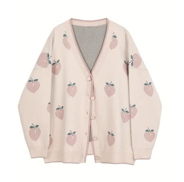 Peach Fruit Cardigan — view 1 Peach Fruit Cardigan — view 1