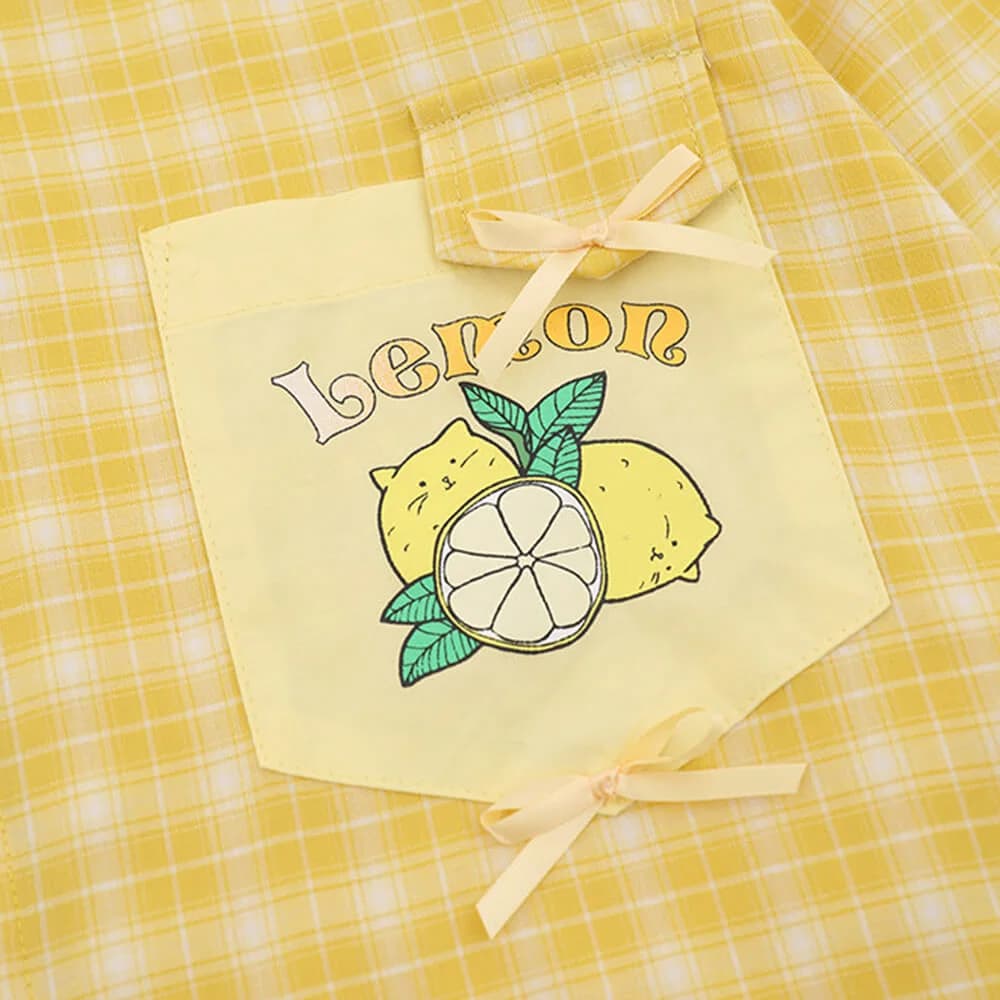 Fruit Graphic Plaid Button Up Shirt — view 3 Fruit Graphic Plaid Button Up Shirt — view 3