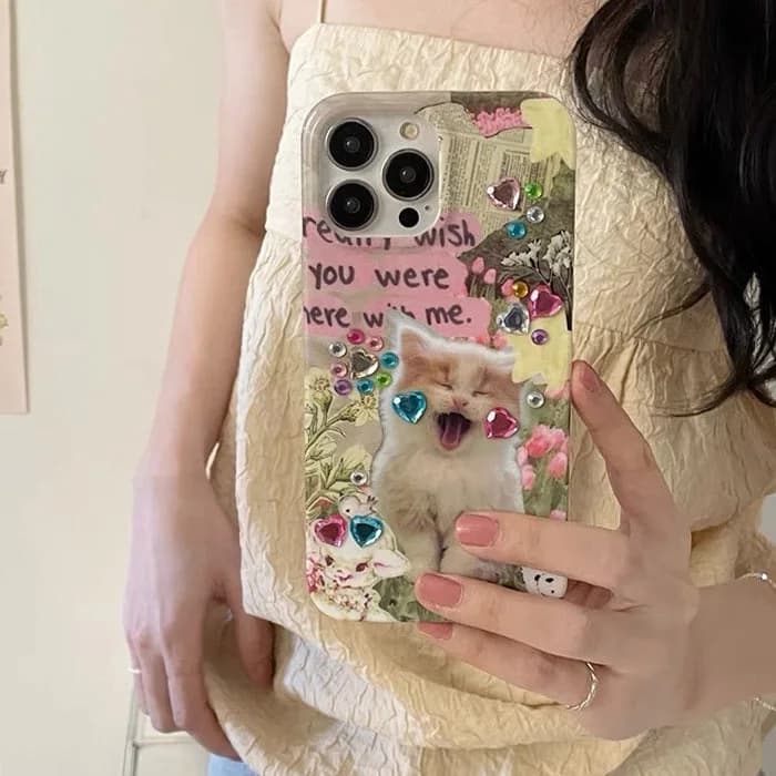 Cat Rhinestone iPhone Case — view 2 Cat Rhinestone iPhone Case — view 2