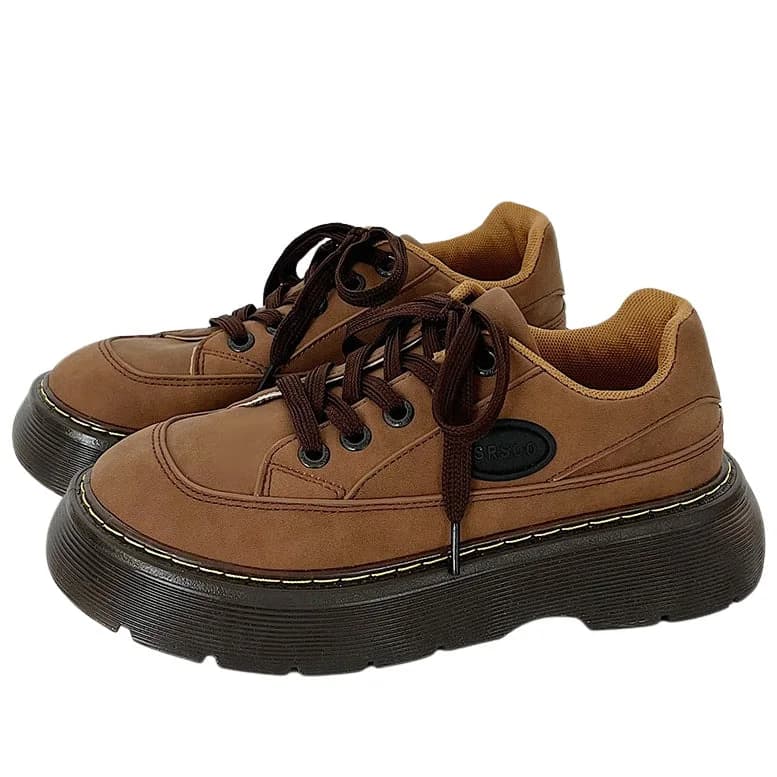 Brown Aesthetic Platform Oxford Shoes — view 1 Brown Aesthetic Platform Oxford Shoes — view 1