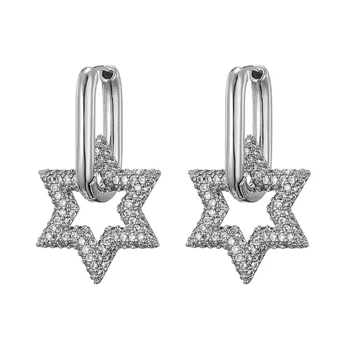 Crystal Star Hoop Earrings — view 1 Crystal Star Hoop Earrings — view 1