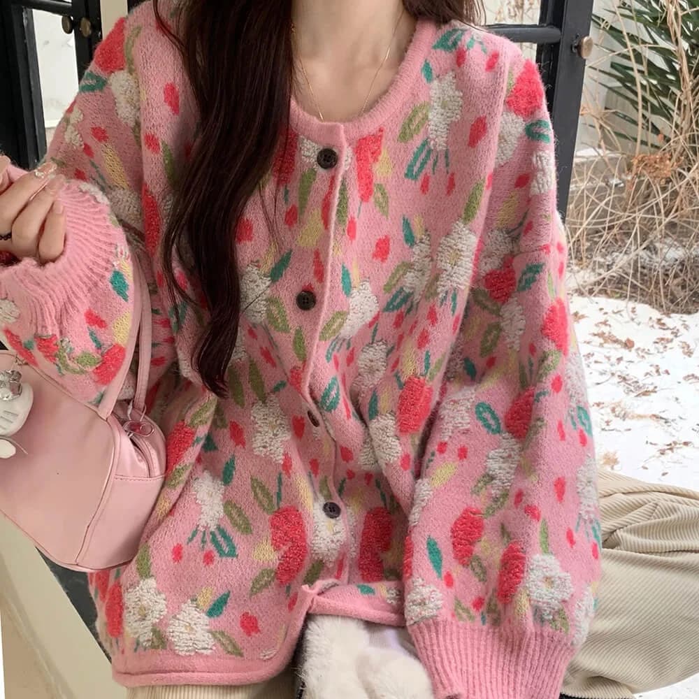 Soft Girl Floral Cardigan — view 2 Soft Girl Floral Cardigan — view 2
