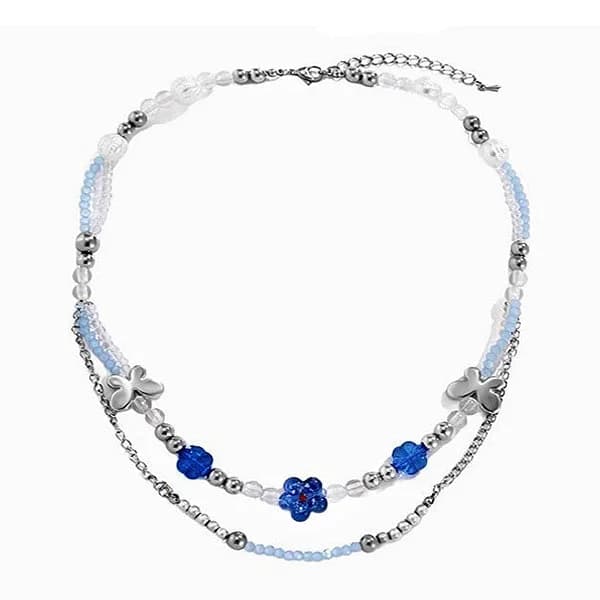 Soft Grunge Blue Beaded Necklace — view 3 Soft Grunge Blue Beaded Necklace — view 3