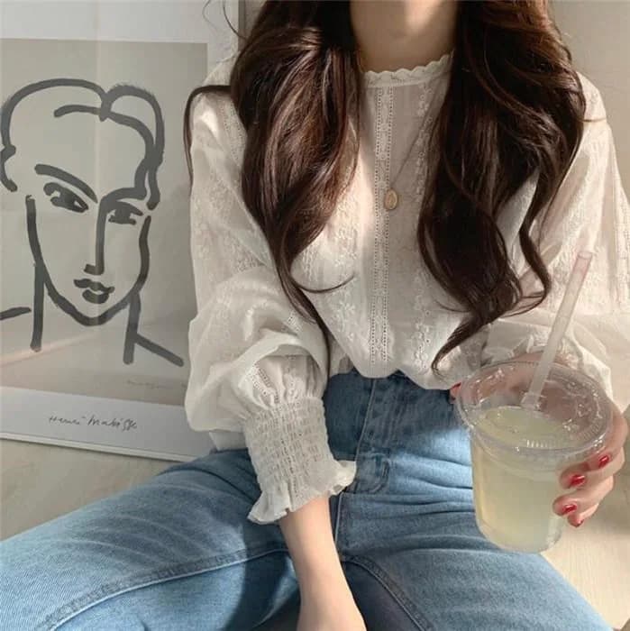 Aesthetic White Blouse — view 1 Aesthetic White Blouse — view 1