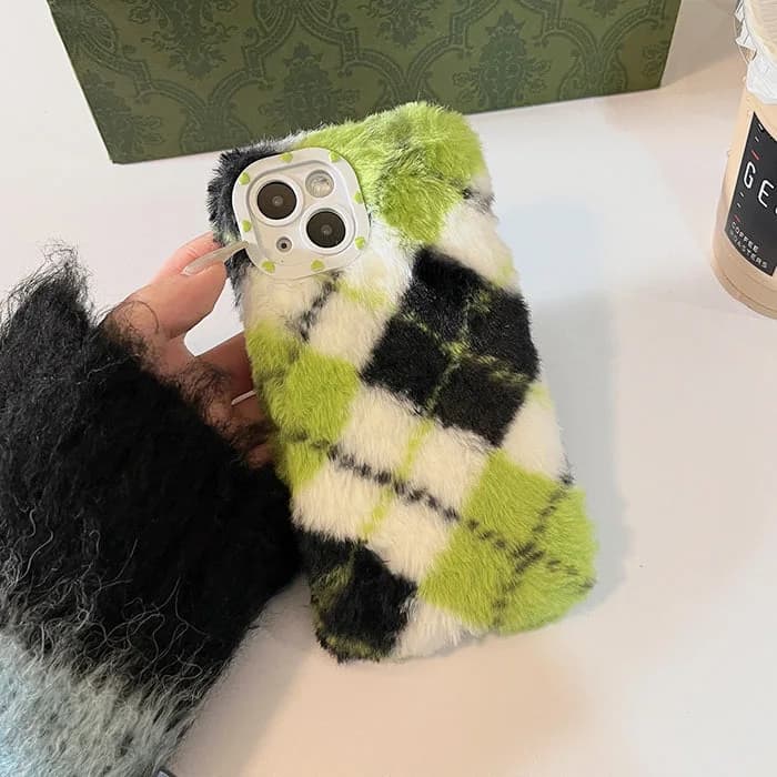 Fluffy Green Argyle iPhone Case — view 2 Fluffy Green Argyle iPhone Case — view 2