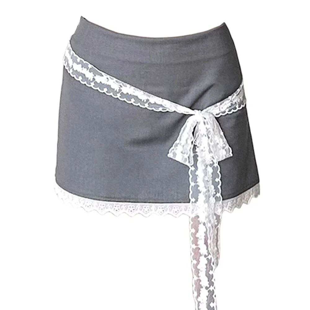 Coquette Aesthetic Lace Bow Skirt — view 2 Coquette Aesthetic Lace Bow Skirt — view 2