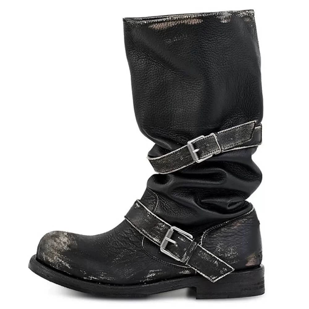 Dusty Road Mid-Calf Buckle Boots — view 2 Dusty Road Mid-Calf Buckle Boots — view 2