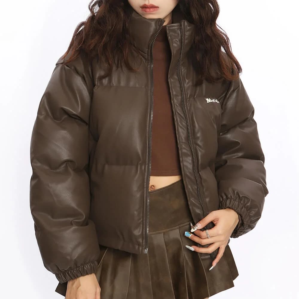 Chocolate Brown Puffer Jacket — view 2 Chocolate Brown Puffer Jacket — view 2
