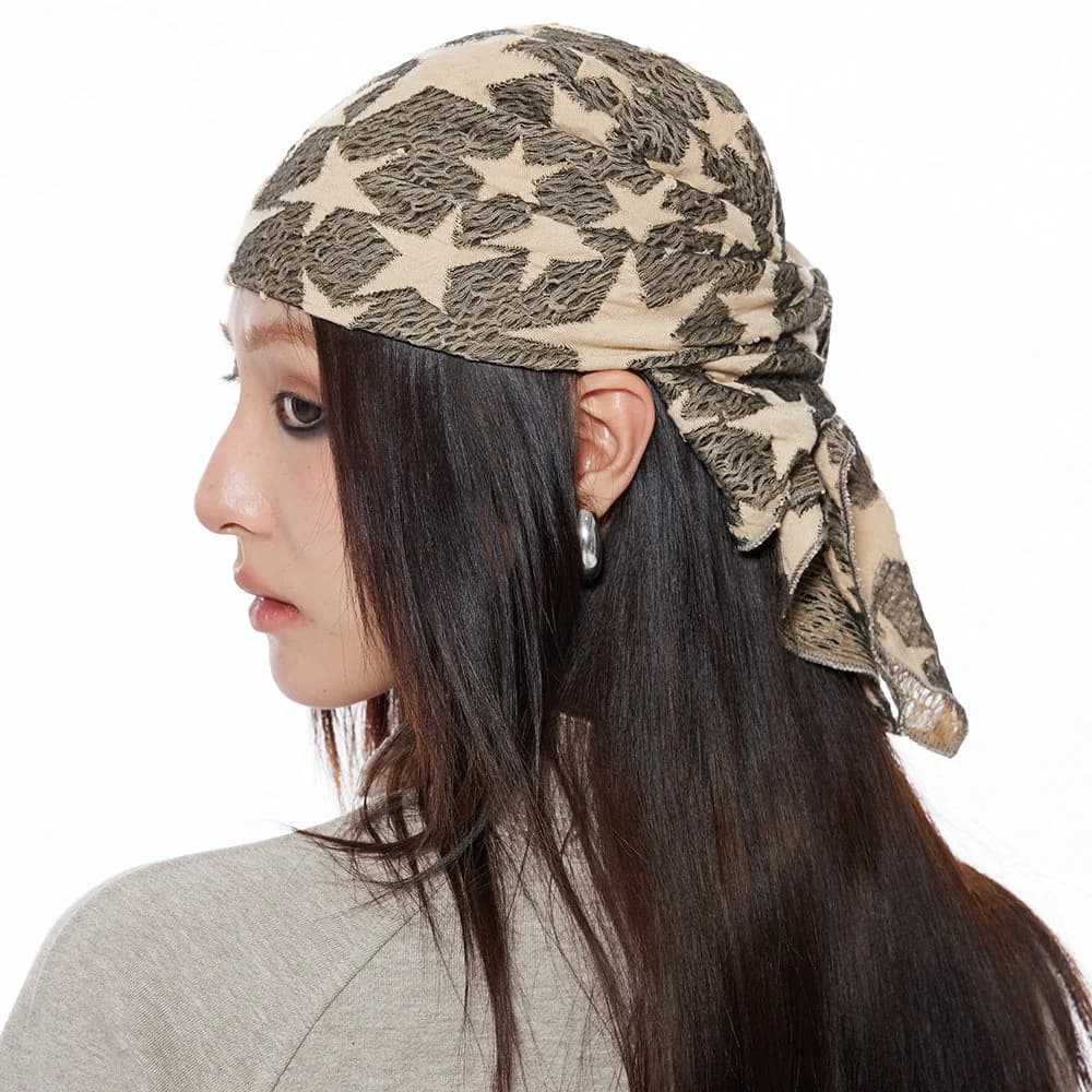 Y2K Star Print Bandana Headscarf — view 1 Y2K Star Print Bandana Headscarf — view 1