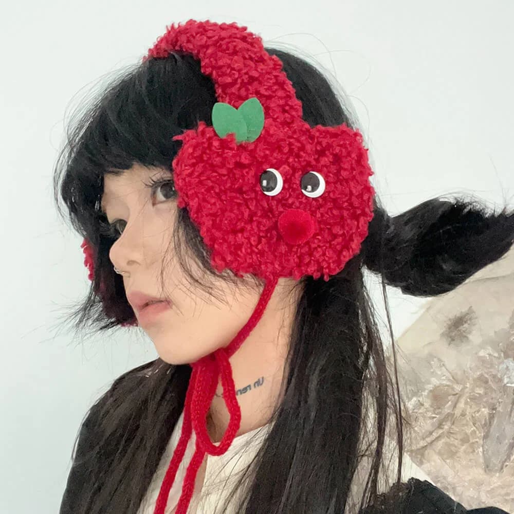 Red Apple Earmuffs — view 2 Red Apple Earmuffs — view 2