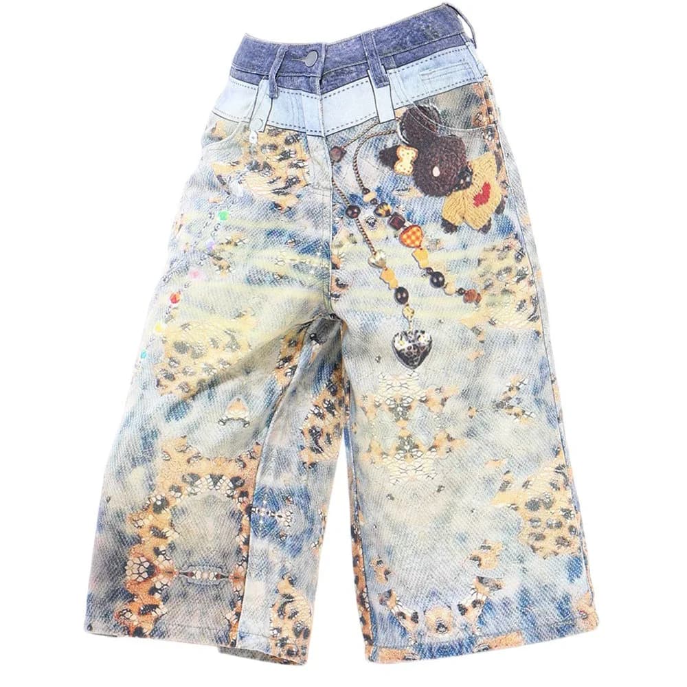 I Woke Up Cute Chain Print Denim Shorts — view 2 I Woke Up Cute Chain Print Denim Shorts — view 2