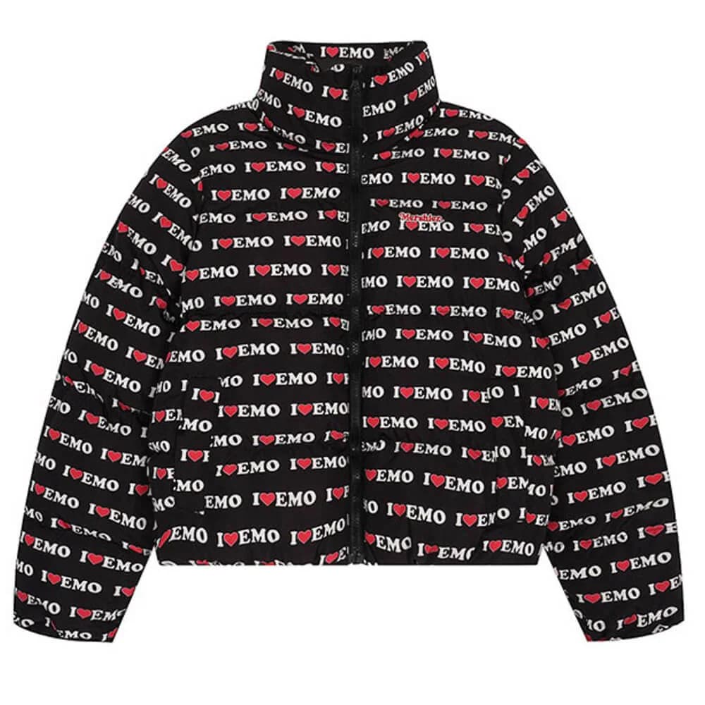 I Love Emo Puffer Jacket — view 2 I Love Emo Puffer Jacket — view 2