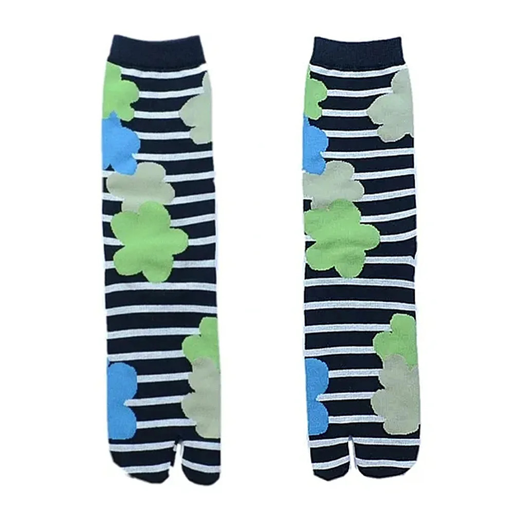 Indie Flower Striped Tabi Socks — view 1 Indie Flower Striped Tabi Socks — view 1