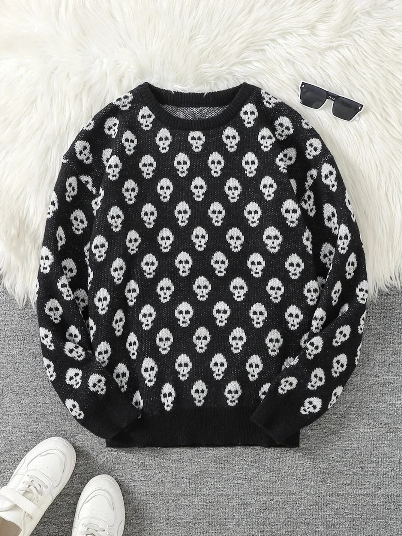 Goth Skull Pullover Sweater — view 1 Goth Skull Pullover Sweater — view 1