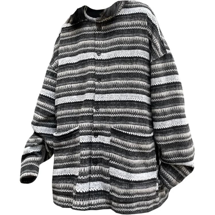 80's Grandma Striped Cardigan Sweater — view 1 80's Grandma Striped Cardigan Sweater — view 1