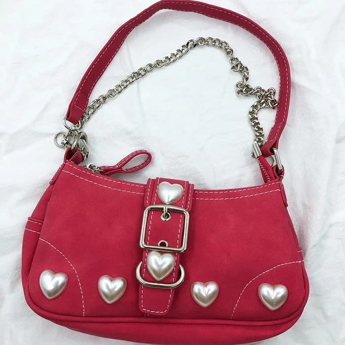 Y2K Pearl Heart Bag — view 3 Y2K Pearl Heart Bag — view 3