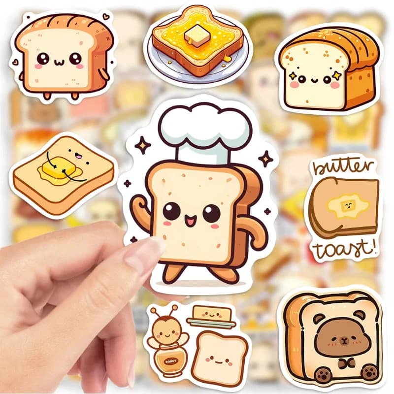 Kawaii Toast Sticker Pack — view 2 Kawaii Toast Sticker Pack — view 2
