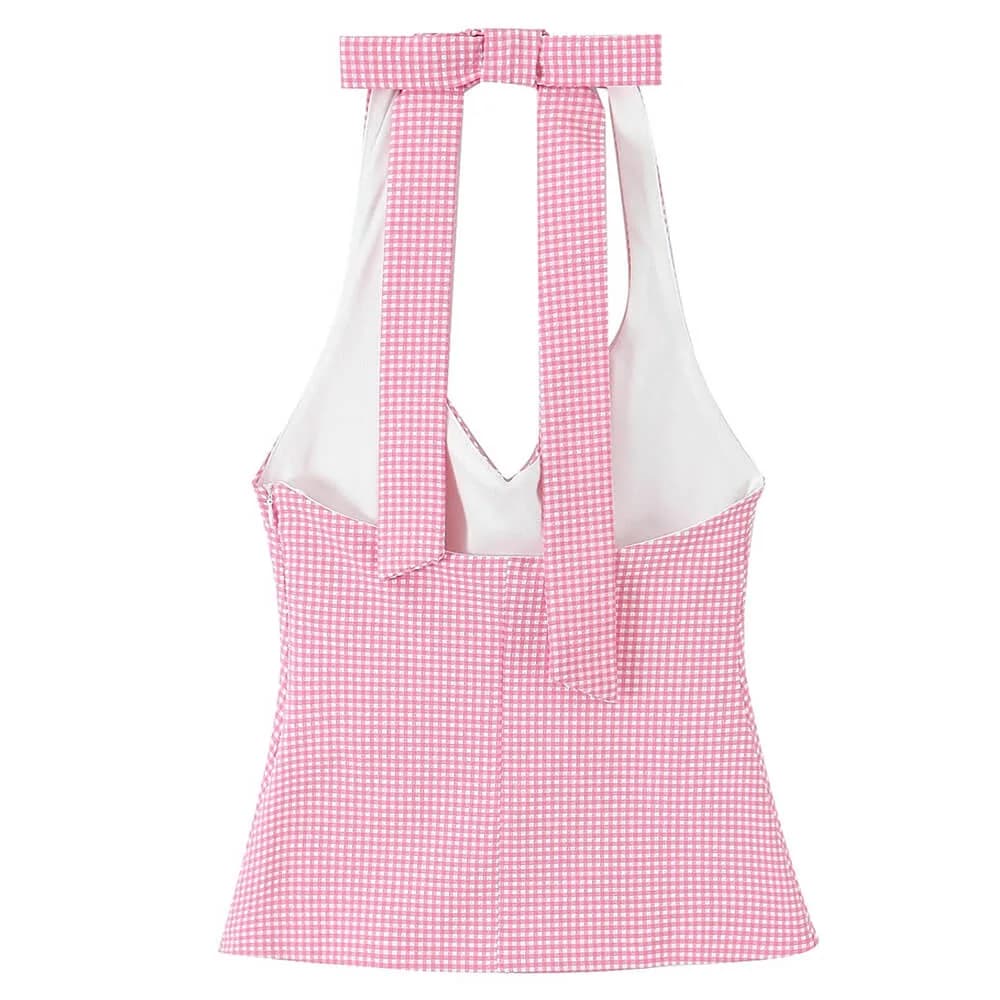 Coquette Gingham Bow Halter Top — view 2 Coquette Gingham Bow Halter Top — view 2