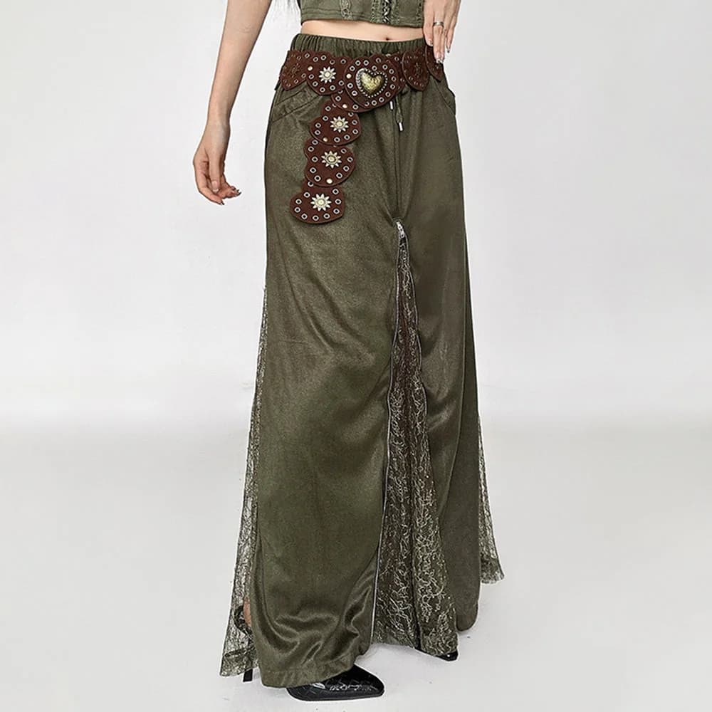 Woodland Dreams Lace-Slit Maxi Skirt — view 3 Woodland Dreams Lace-Slit Maxi Skirt — view 3