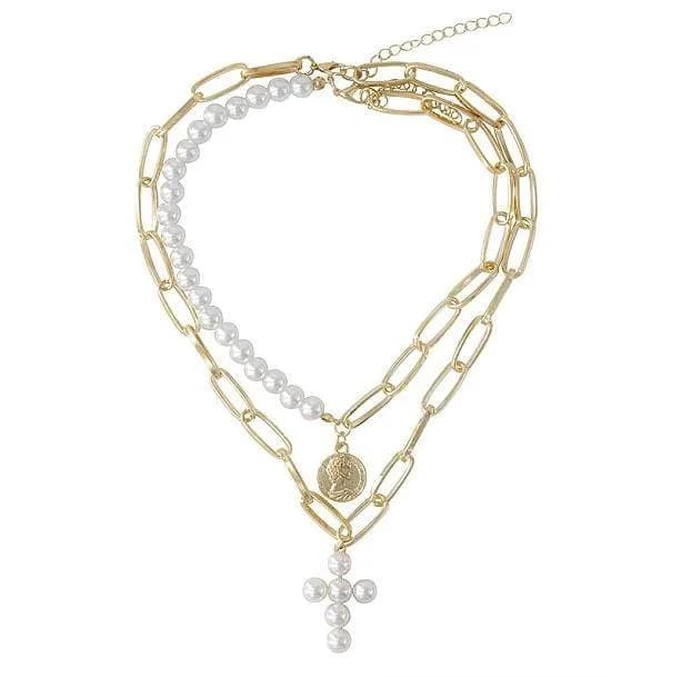 Pearl Cross Necklace — view 1 Pearl Cross Necklace — view 1