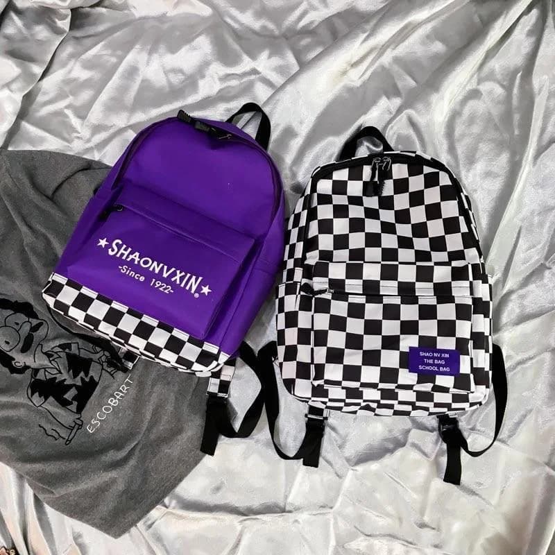 Purple Plaid Backpack — view 1 Purple Plaid Backpack — view 1