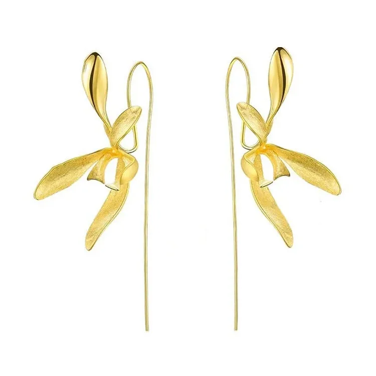 Minimalist Aesthetic Orchid Earrings — view 1 Minimalist Aesthetic Orchid Earrings — view 1