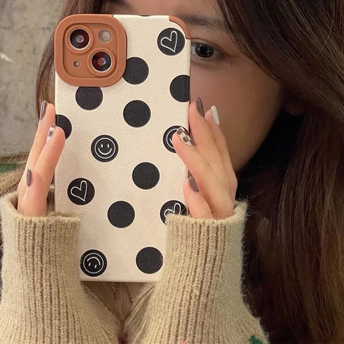 Smiley Dot Print iPhone Case — view 2 Smiley Dot Print iPhone Case — view 2