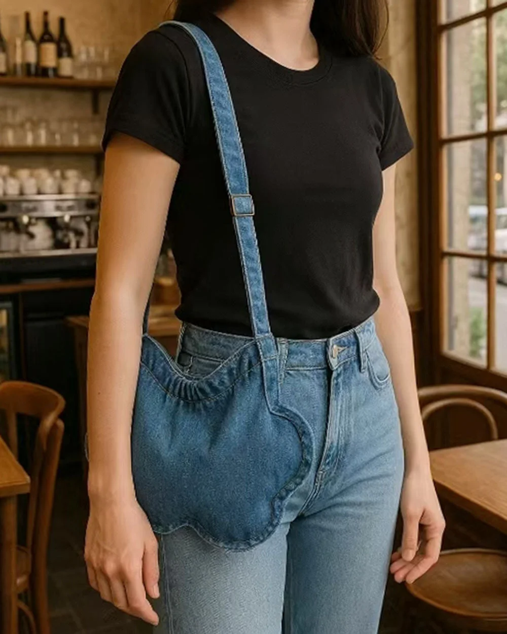 Cloud Shaped Denim Shoulder Bag — view 2 Cloud Shaped Denim Shoulder Bag — view 2